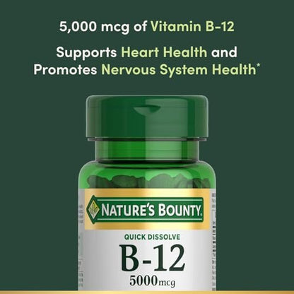 Nature's Bounty Vitamin B-12 5000 mcg – 40 Schnell lösliche Tabletten (3er-Pack)