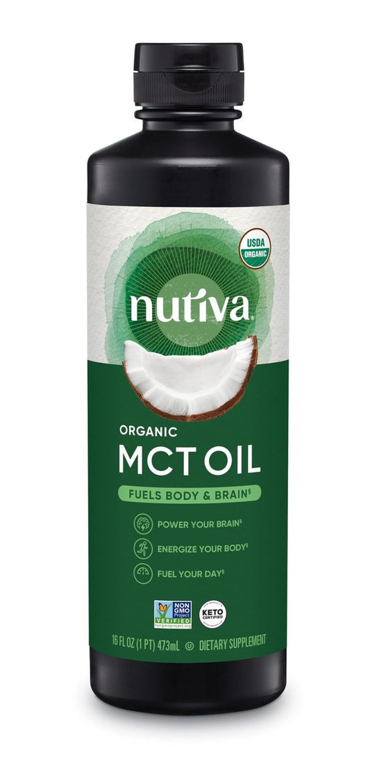 Nutiva Bio MCT-Öl, Keto-freundlich, USDA Bio, Nicht-GVO, 16 Fl Oz (1er-Pack)