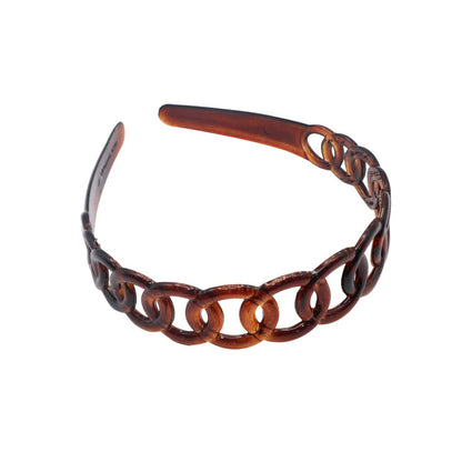 Parcelona French Runde Kette Schildpatt Braun Celluloid Acetat Flexible Rutschfeste Stabile Haarspangen Haar Stirnband für Frauen und Mädchen, Hergestellt in Frankreich