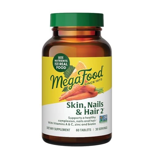 MegaFood Haut, Nägel & Haare 2 - Vitamine für Frauen & Männer - Biotin, Vitamin A, C, Zink, B6, E, Pantothensäure - Vegan - Ohne 9 Lebensmittelallergene - 60 Tabletten (30 Portionen)