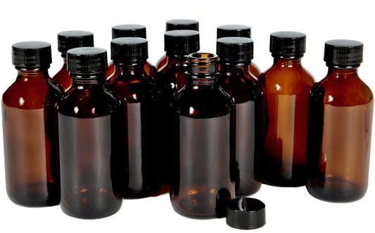 Vivaplex 12er-Pack 60 ml Amber Glasflaschen mit Deckel