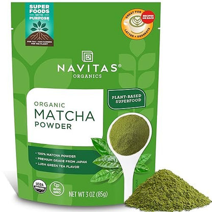 Navitas Organics Matcha-Pulver – Für Tee, Latte, Smoothies, Desserts & mehr – Energie & Antioxidantien – Premium-Kochqualität – USDA Bio, Nicht-GVO, Glutenfrei, Koscher, Vegan (85 g Beutel, 85 Portionen)