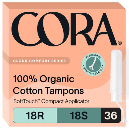 Cora Bio-Baumwoll-Tampons Multipack (18 Regular, 18 Super Tampons)