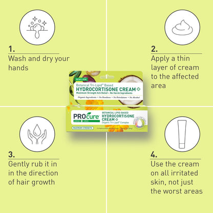 PROcure Maximum Strength Hydrocortisone Creme – 1% Hydrocortison mit Bio-Calendula, Kokosöl & Olivenöl – Linderung von Juckreiz, Hautausschlag & Rötungen