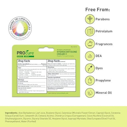 PROcure Maximum Strength Hydrocortisone Creme – 1% Hydrocortison mit Bio-Calendula, Kokosöl & Olivenöl – Linderung von Juckreiz, Hautausschlag & Rötungen