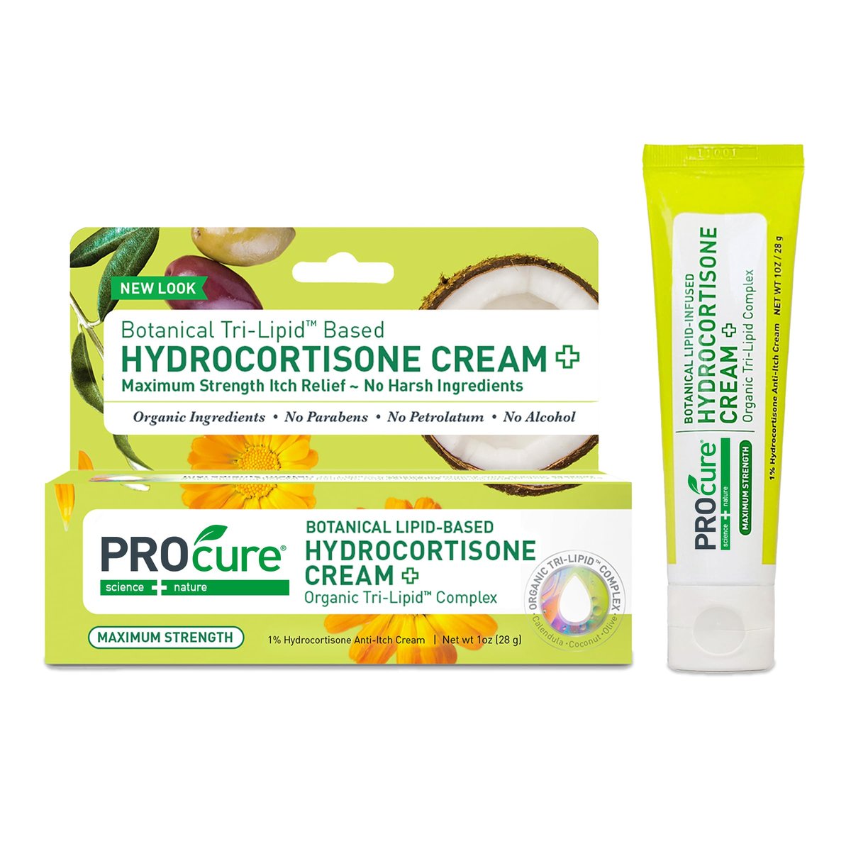 PROcure Maximum Strength Hydrocortisone Creme – 1% Hydrocortison mit Bio-Calendula, Kokosöl & Olivenöl – Linderung von Juckreiz, Hautausschlag & Rötungen