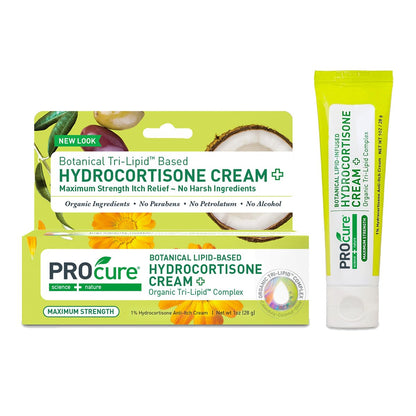 PROcure Maximum Strength Hydrocortisone Creme – 1% Hydrocortison mit Bio-Calendula, Kokosöl & Olivenöl – Linderung von Juckreiz, Hautausschlag & Rötungen
