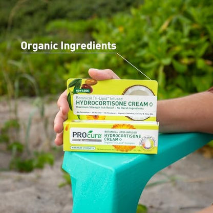 PROcure Maximum Strength Hydrocortisone Creme – 1% Hydrocortison mit Bio-Calendula, Kokosöl & Olivenöl – Linderung von Juckreiz, Hautausschlag & Rötungen
