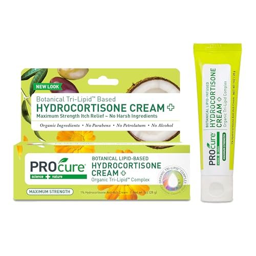 PROcure Maximum Strength Hydrocortisone Creme – 1% Hydrocortison mit Bio-Calendula, Kokosöl & Olivenöl – Linderung von Juckreiz, Hautausschlag & Rötungen