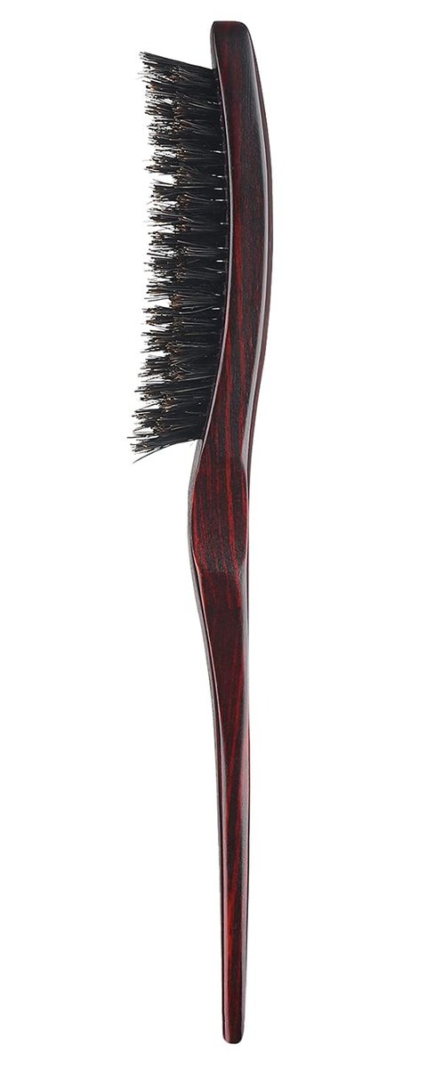 PERFEHAIR 100% reine Wildschweinborsten-Haar-Toupierbürste mit Holzgriff, 3-reihige schmale Backcombing-Bürste, 22,4 cm