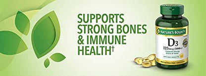 Nature's Bounty Vitamin D3 5000 IE – 400 Softgels zur Immununterstützung, schnelle Freisetzung