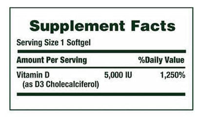 Nature's Bounty Vitamin D3 5000 IE – 400 Softgels zur Immununterstützung, schnelle Freisetzung
