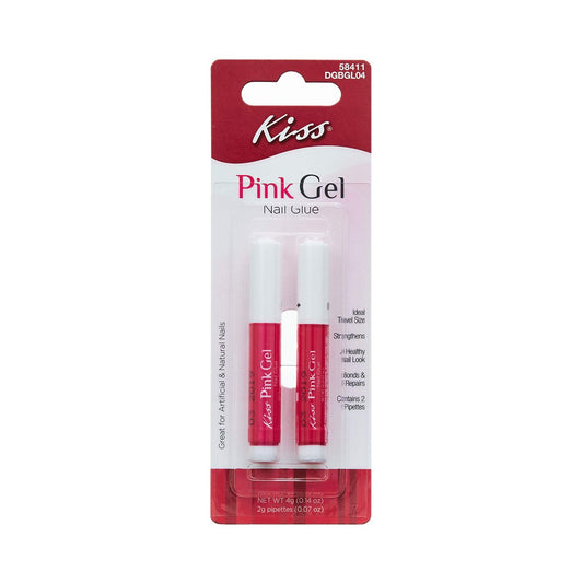 KISS Pink Gel Nagellack-Kleber mit 2 Pipetten (1 Packung)