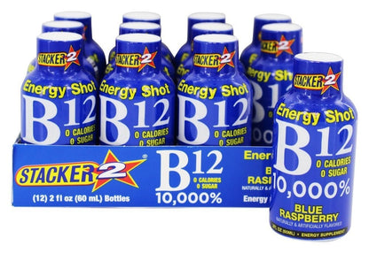 Stacker 2 Blue Raspberry B12 Energy Shot (12er-Pack) – 60 ml pro Portion