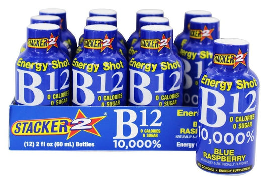Stacker 2 Blue Raspberry B12 Energy Shot (12er-Pack) – 60 ml pro Portion