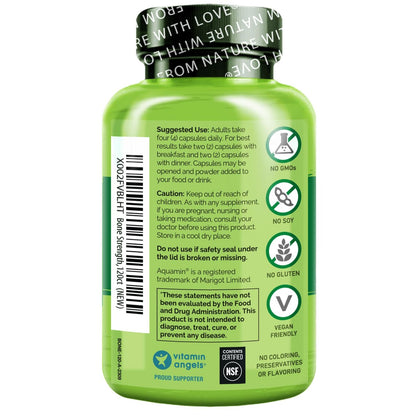 NATURELO Calcium Komplex mit Vitamin C, D3, K2, Magnesium und Zink – 120 Kapseln, pflanzlich, für starke Knochen
