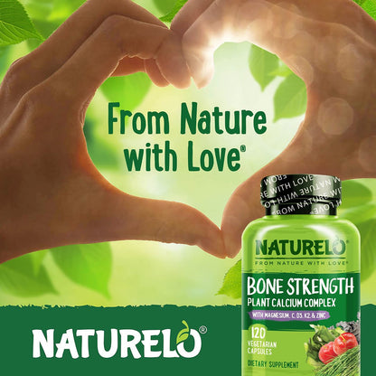 NATURELO Calcium Komplex mit Vitamin C, D3, K2, Magnesium und Zink – 120 Kapseln, pflanzlich, für starke Knochen