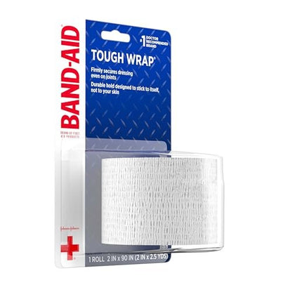 Band-Aid Tough Wrap Selbstklebende elastische Bandage, wasserabweisend, 5 cm x 2,3 m, Nylon