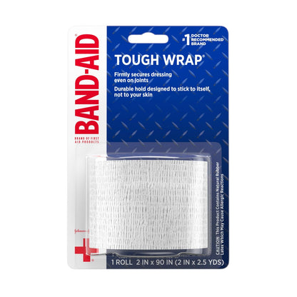 Band-Aid Tough Wrap Selbstklebende elastische Bandage, wasserabweisend, 5 cm x 2,3 m, Nylon