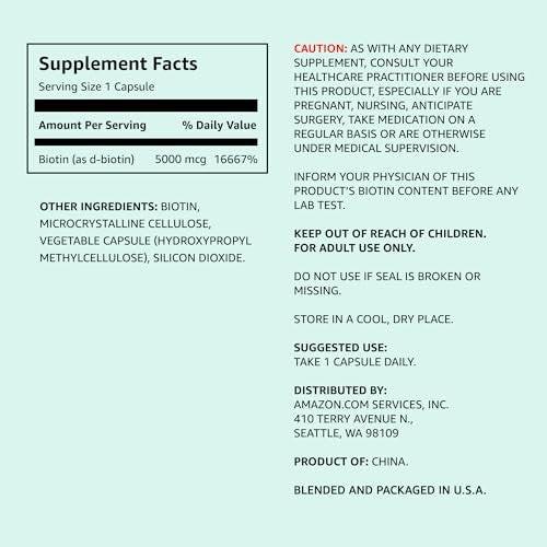 Veganes Biotin 5000 mcg für Haare, Haut und Nägel – 130 Kapseln, 4-Monats-Vorrat