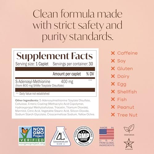 Nature's Trove SAM-e 400mg 30 magensaftresistente Kapseln - Vegan, Koscher, Nicht-GVO, Sojafrei, Glutenfrei - Stimmungs- und Gelenkunterstützung - Kaltgeformte Blisterverpackung