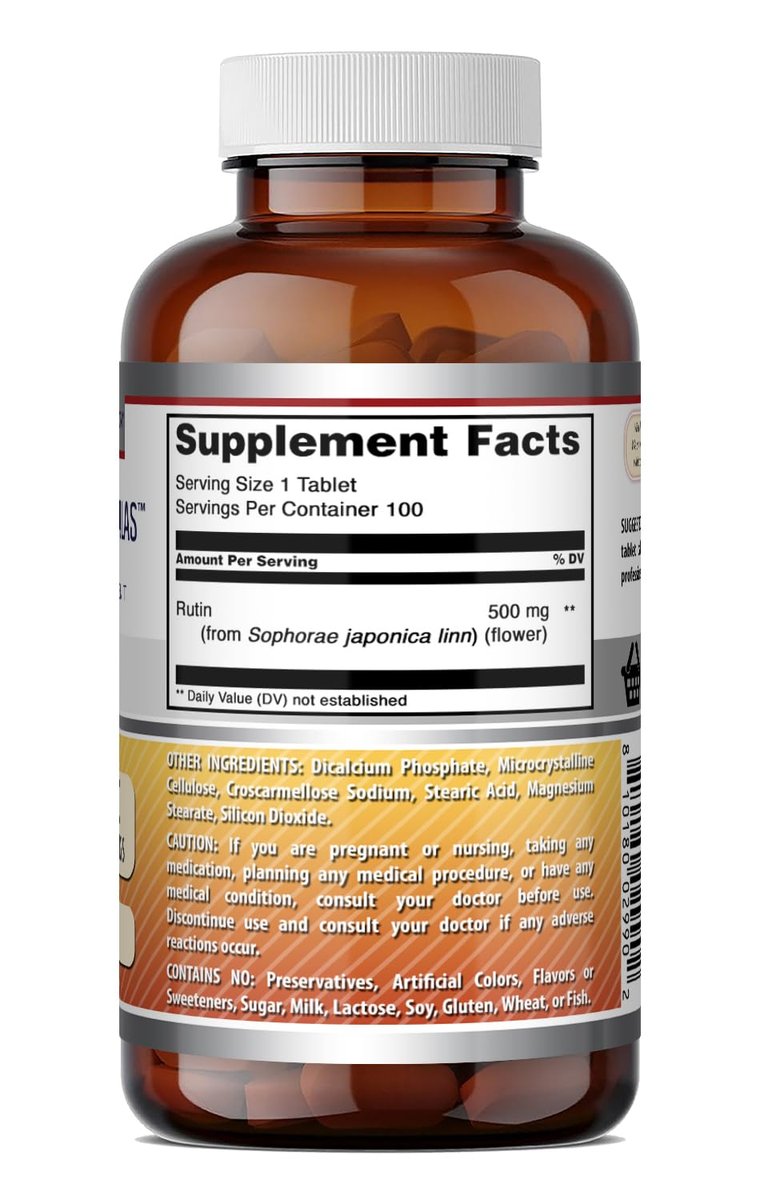 Amazing Formulas Rutin 500 mg Tabletten – 100 Stück, Non-GMO, glutenfrei, hergestellt in den USA