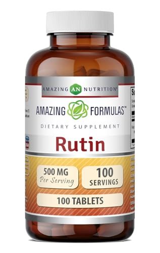 Amazing Formulas Rutin 500 mg Tabletten – 100 Stück, Non-GMO, glutenfrei, hergestellt in den USA