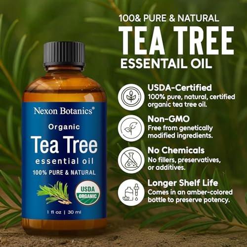 Bio Teebaumöl 30 ml – Reines, natürliches Öl für Aromatherapie, Diffuser, DIY, Kerzen- und Seifenherstellung – Nexon Botanics