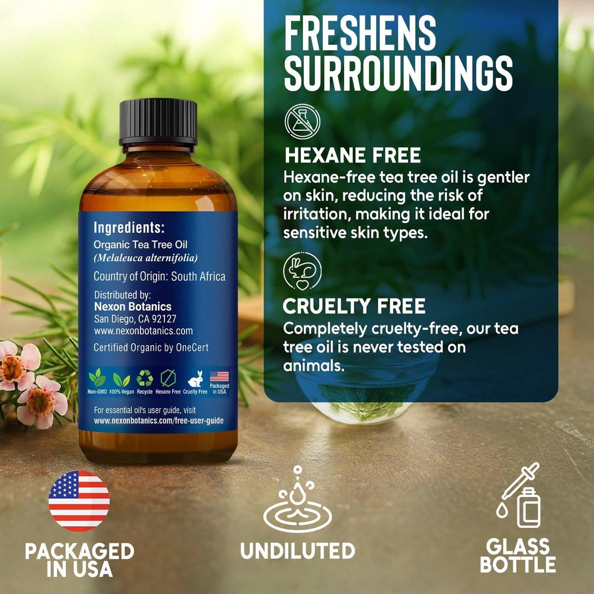 Bio Teebaumöl 30 ml – Reines, natürliches Öl für Aromatherapie, Diffuser, DIY, Kerzen- und Seifenherstellung – Nexon Botanics