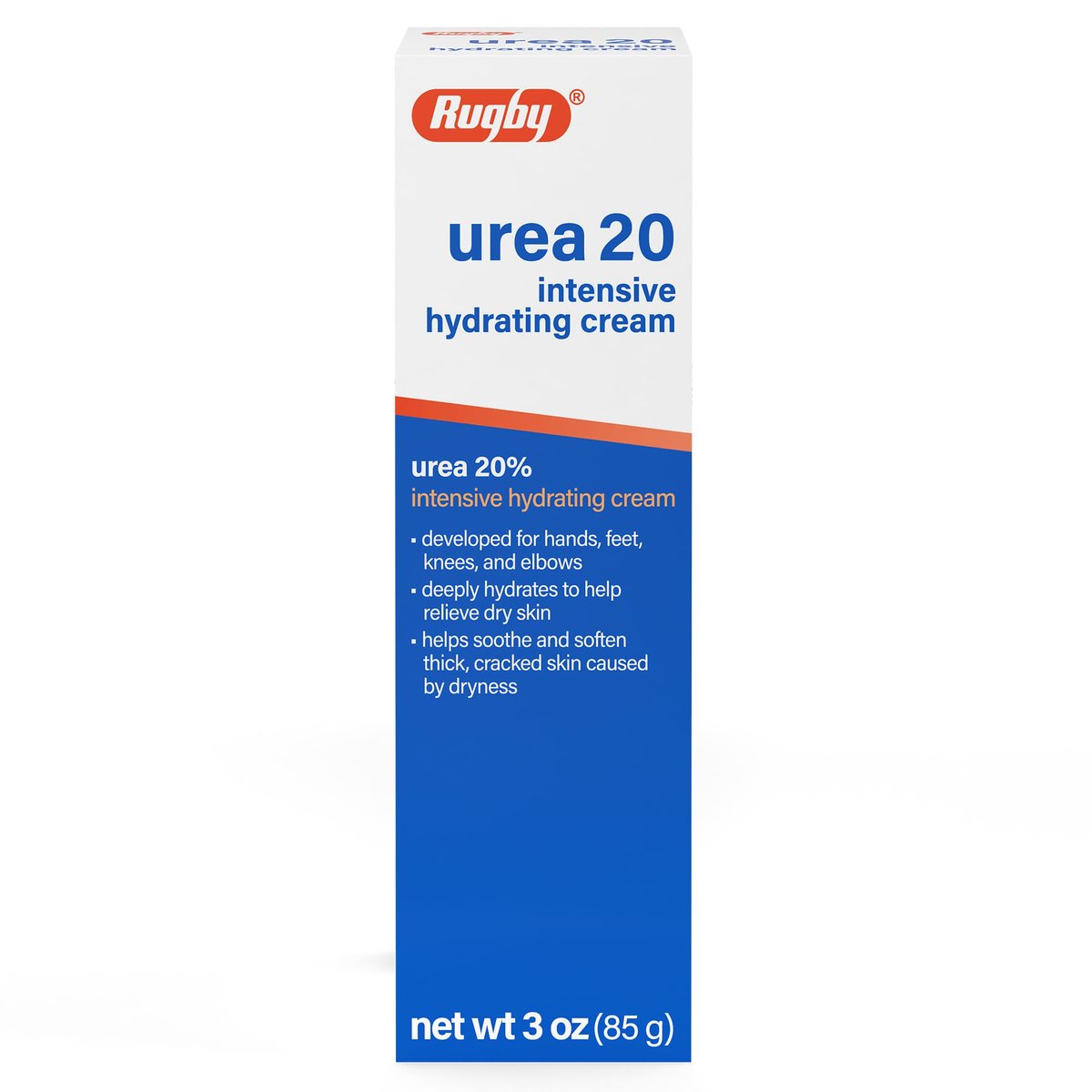 Rugby Urea 20% Intensive Hydrating Cream – Feuchtigkeitscreme für Füße, Hände, Knie und Ellbogen – 85 g (1 Packung)