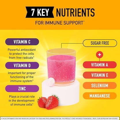 Airborne Immune Support Brausetabletten, Very Berry Geschmack – 30 Stück mit 1000 mg Vitamin C + Vitamin A, D, E, Zink, Selen, Mangan & Kräutermischung – Zuckerfrei, Glutenfrei