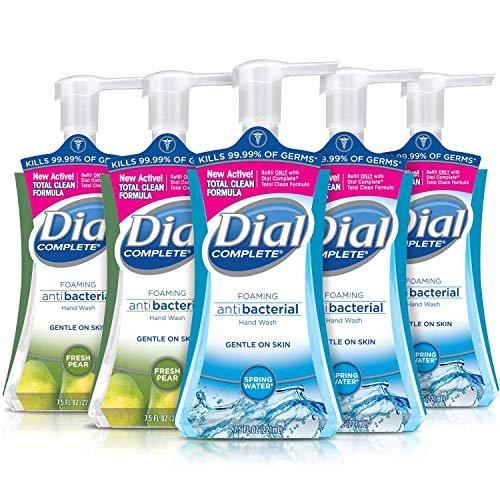 Dial Complete Antibakterieller Schaumseifenspender, 2 Duftsorten (Spring Water/Fresh Pear), 7,5 Flüssigunzen pro Stück, 5er-Pack