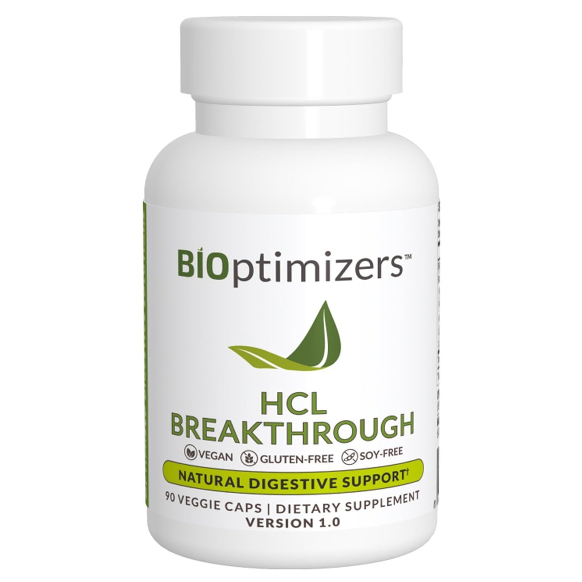 BIOptimizers HCL Breakthrough – Betain-Hydrochlorid-Enzym-Supplement – Unterstützt Proteinabbau und -aufnahme – Hilft bei Blähungen und Sodbrennen – 90 pepsinfreie Kapseln