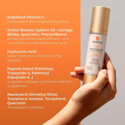 Sesderma C-VIT Revitalisierende Gel-Creme mit Vitamin C & Hyaluronsäure für jugendliche, strahlende Haut, 50 ml