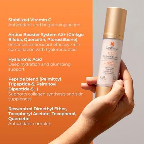 Sesderma C-VIT Revitalisierende Gel-Creme mit Vitamin C & Hyaluronsäure für jugendliche, strahlende Haut, 50 ml