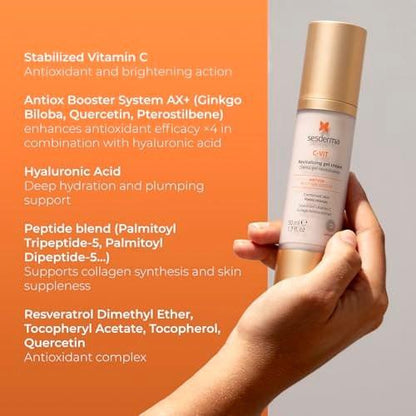 Sesderma C-VIT Revitalisierende Gel-Creme mit Vitamin C & Hyaluronsäure für jugendliche, strahlende Haut, 50 ml