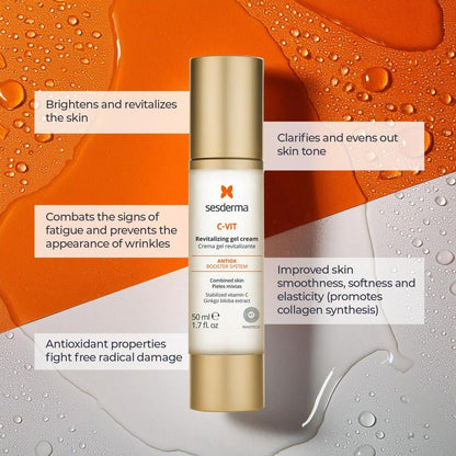 Sesderma C-VIT Revitalisierende Gel-Creme mit Vitamin C & Hyaluronsäure für jugendliche, strahlende Haut, 50 ml