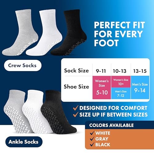 Debra Weitzner 6 Paar Nicht einschnürende Socken mit lockerer Passform - Rutschfeste Diabetikersocken für Damen und Herren - Knöchel-Crew Grau