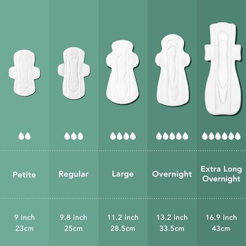 Rael Damenbinden für Frauen, Bio-Baumwollbezug – Menstruationsbinden mit Flügeln, Damenhygiene, Slipeinlagen, starke Saugfähigkeit, unparfümiert, extra dünn (Nachts, 20 Stück)