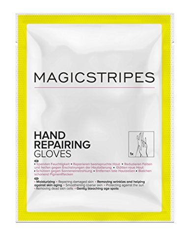 MAGICSTRIPES Hand Reparatur-Handschuhe - Feuchtigkeitsspendende Handmaske mit Kollagen und Sheabutter für trockene Haut, Reduzierung von Altersflecken (Einzelpackung - 1 Maske)