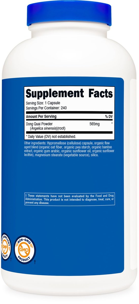 Nutricost Dong Quai 565mg, 240 Kapseln (Angelica Sinensis) – Vegetarische Kapseln, Non-GMO, Glutenfrei