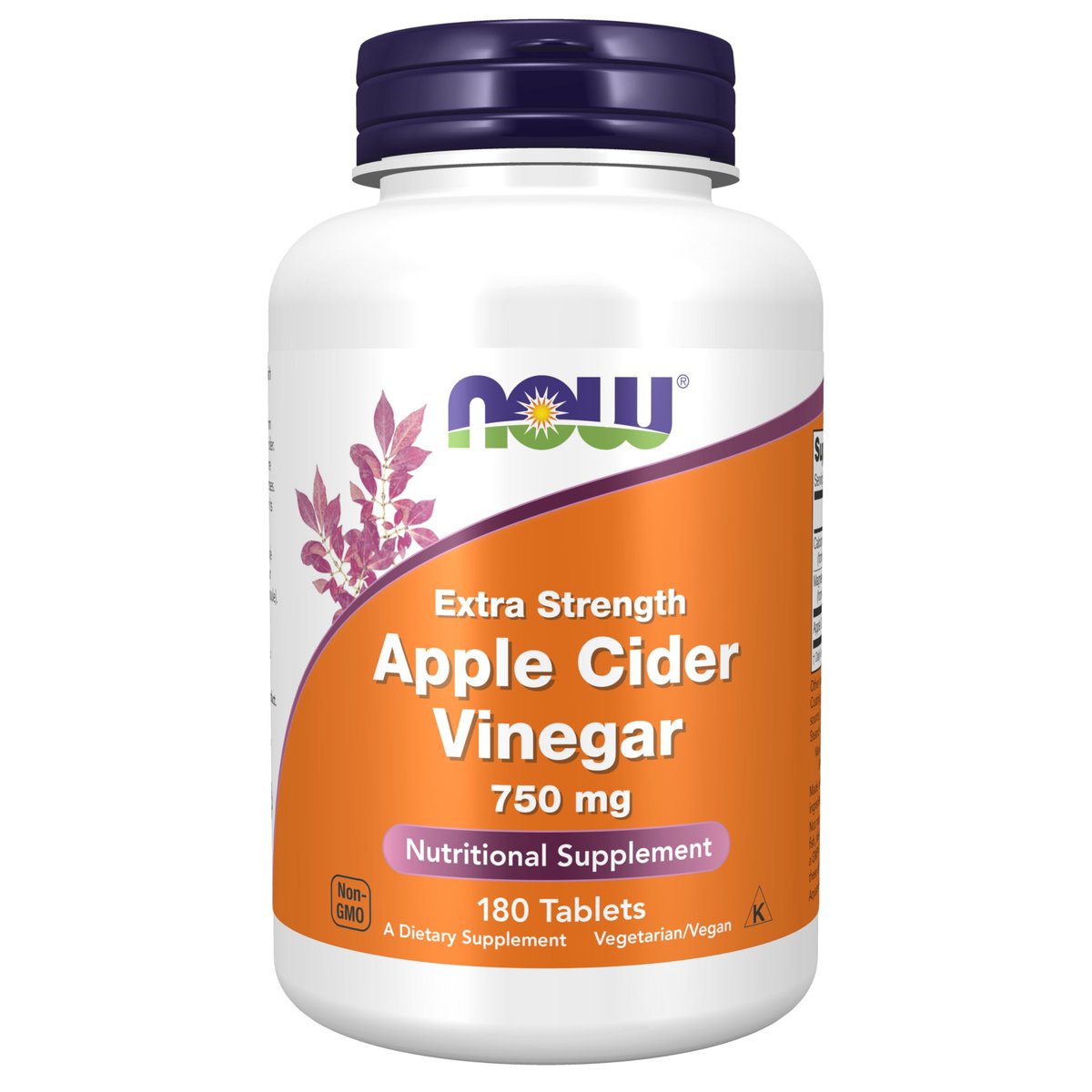 NOW Foods Apfelessig 750 mg – Extra stark, 180 Tabletten aus fermentiertem süßen Apfelmost