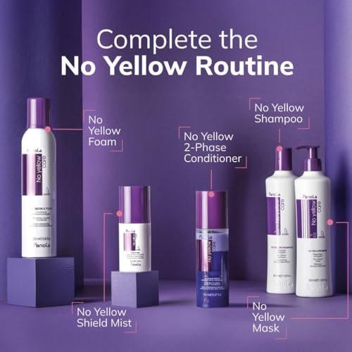 Fanola No Yellow Purple Haarmaske - Saure pH-Tiefenpflege für blondes, gebleichtes & graues Haar - Intensives Violett-Pigment neutralisiert Gelbstich (1 Liter)