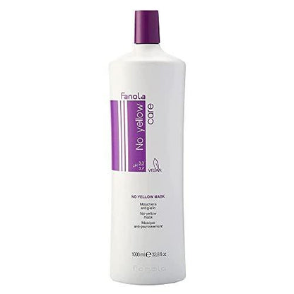 Fanola No Yellow Purple Haarmaske - Saure pH-Tiefenpflege für blondes, gebleichtes & graues Haar - Intensives Violett-Pigment neutralisiert Gelbstich (1 Liter)