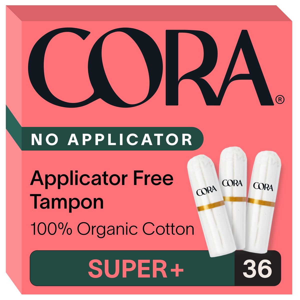 Cora Bio-Tampons ohne Applikator – Super Plus, 36 Stück, 100 % Bio-Baumwolle