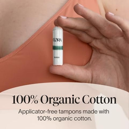 Cora Bio-Tampons ohne Applikator – Super Plus, 36 Stück, 100 % Bio-Baumwolle