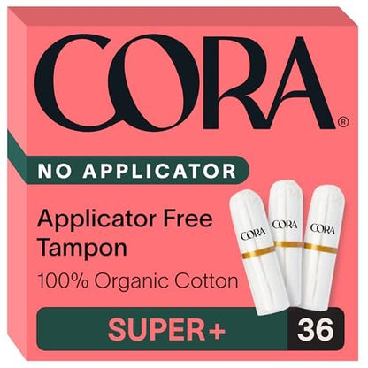Cora Bio-Tampons ohne Applikator – Super Plus, 36 Stück, 100 % Bio-Baumwolle