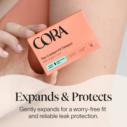 Cora Bio-Baumwoll-Tampons ohne Applikator (36 Super Tampons ohne Applikator)