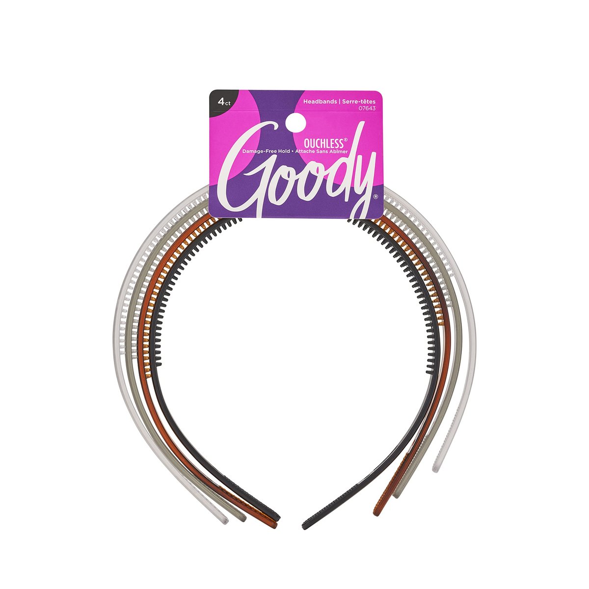 Goody Classics Frost Stirnband für Damen, 4er-Pack (Klare, Graue, Schildpatt- und Schwarze Ausführung)
