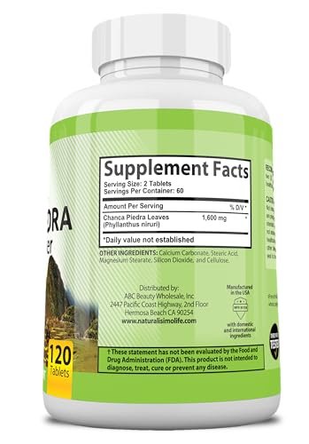 NaturalisimoLife Chanca Piedra 1600 mg pro Portion – 120 Tabletten – Peruanischer Chanca Piedra